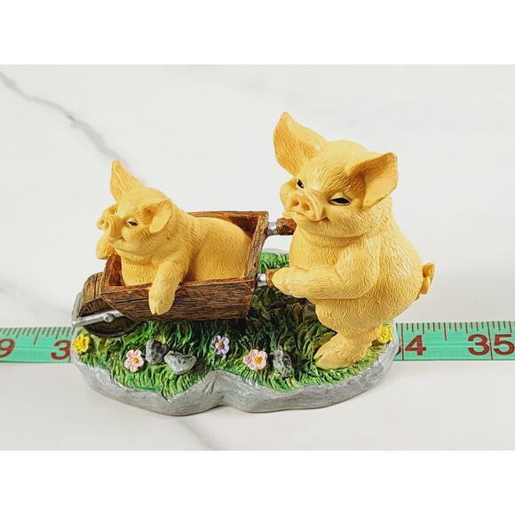Russ Piglet Pig Piggy On A Cart Truffles Figurine 4" Resin 90s Home Decor Vtg - Picture 12 of 12